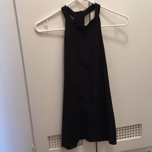 Tibi high neck, razor back silk tank